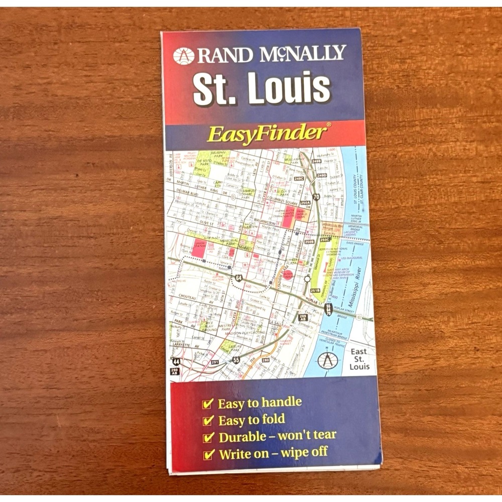 Rand McNally Easy Finder Map St.‎ Louis 1998 Laminated 17"x18"
